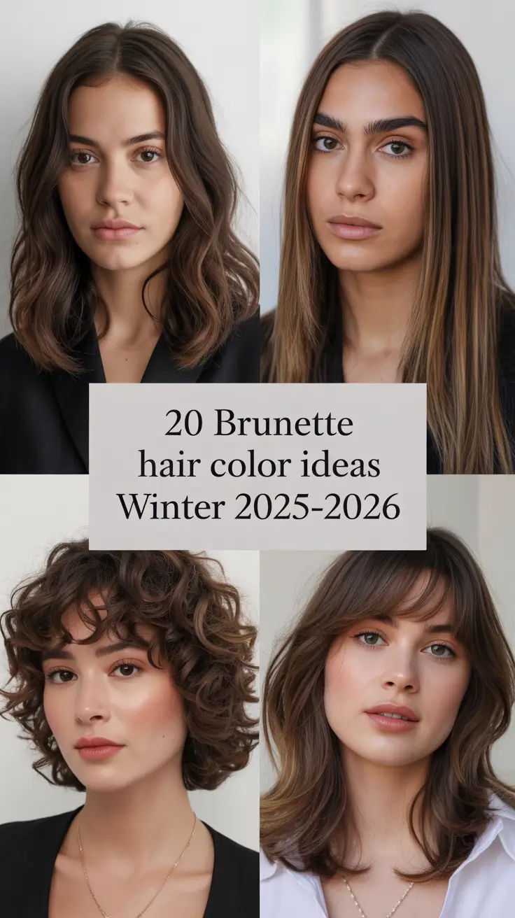 Brunette Hair Color Ideas Winter 2025–2026: Chic Cuts, Balayage & Highlights