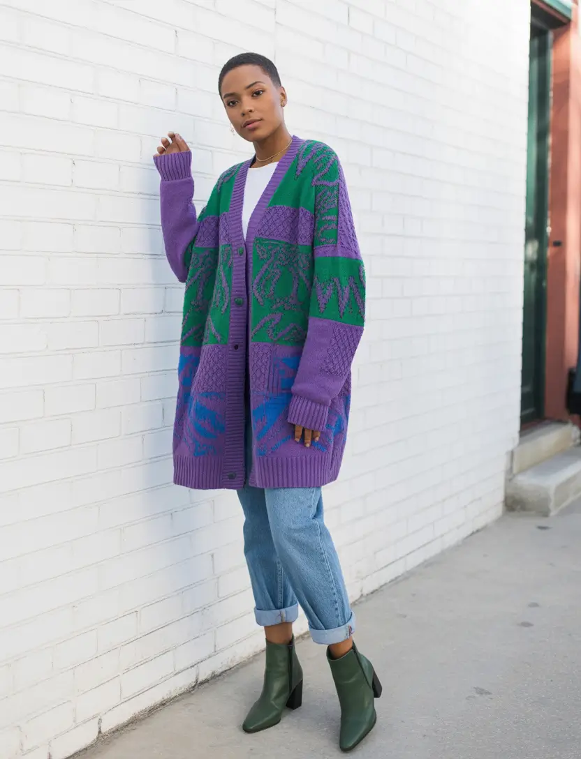 casual winter outfits Color-Blocked Cardigan Confidence