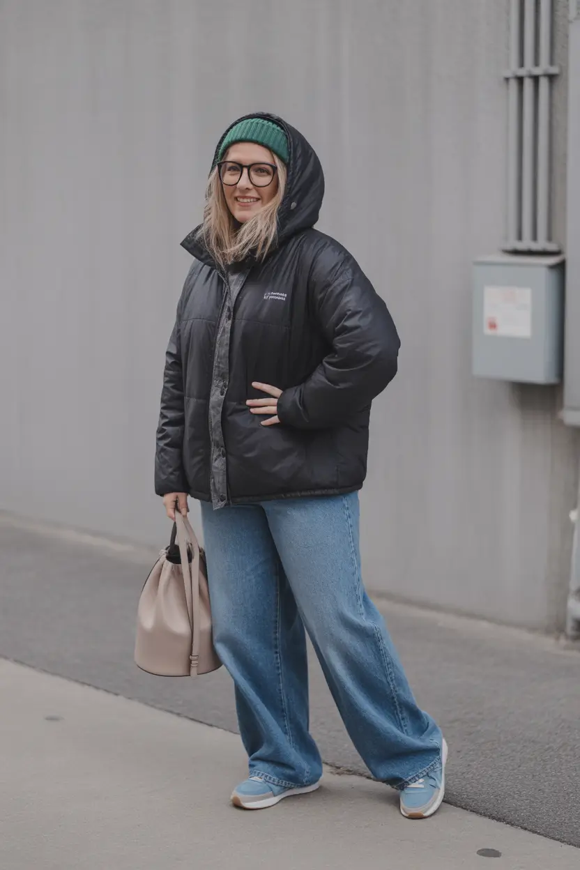 casual winter outfits Everyday Denim with Sporty Warmth