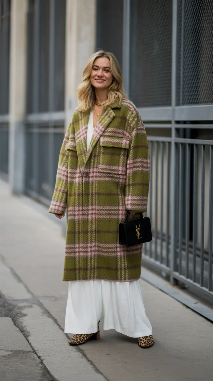 Chic Winter Fits 2025 - 2026 Olive and Pink Plaid