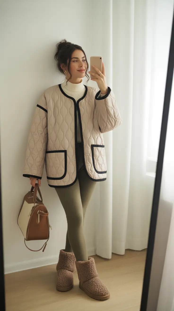 comfy winter outfits leggings Quilted Layers and Legging Ease