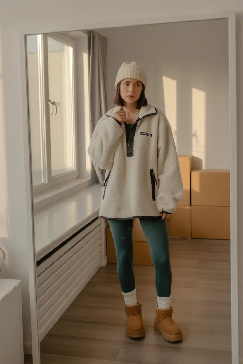 comfy winter outfits leggings Sherpa and Leggings for Everyday Ease