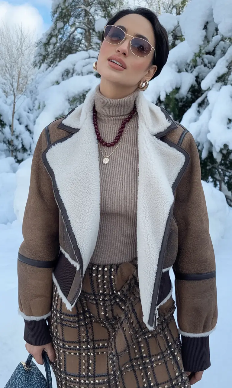 comfy winter outfits aesthetic Rustic Elegance With Shearling