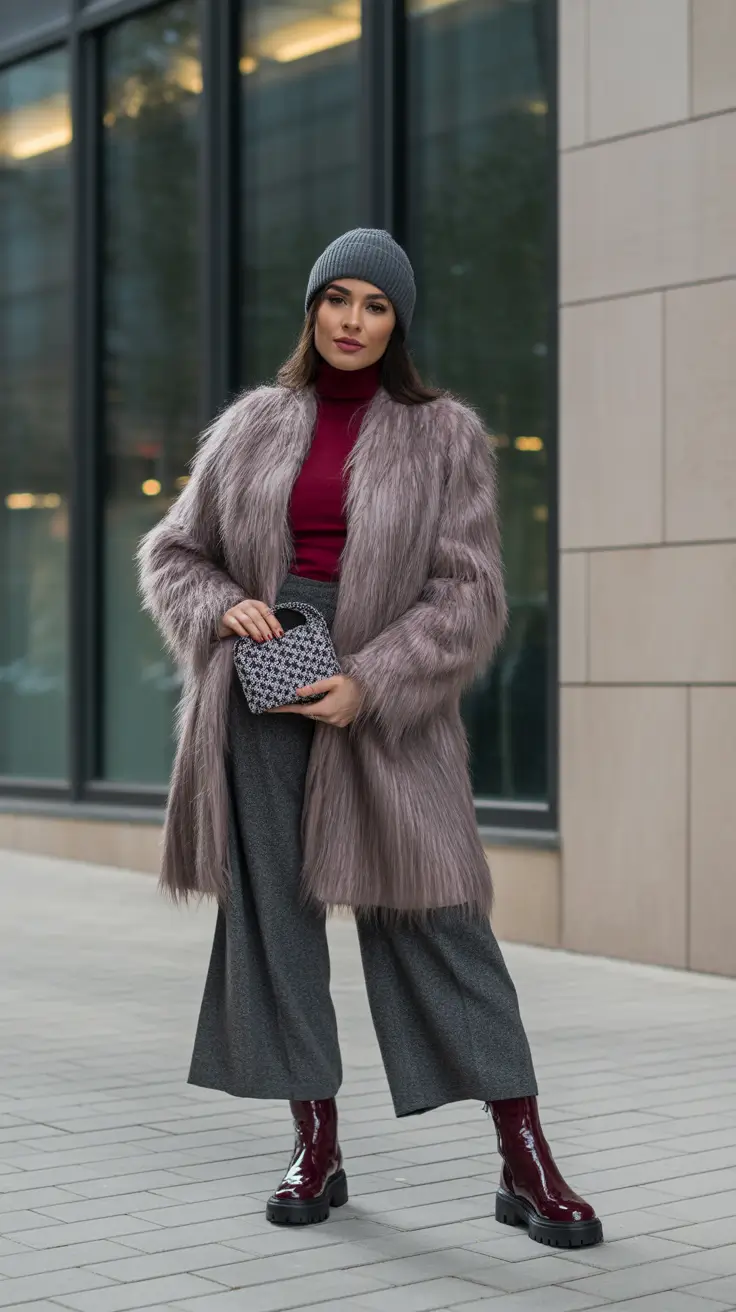 cozy winter outfits 2025 - 2026 style guide Faux Fur Drama Meets Everyday Wear