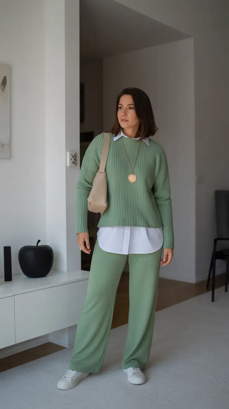 cozy winter outfits 2025 - 2026 style guide Soft Green Layers