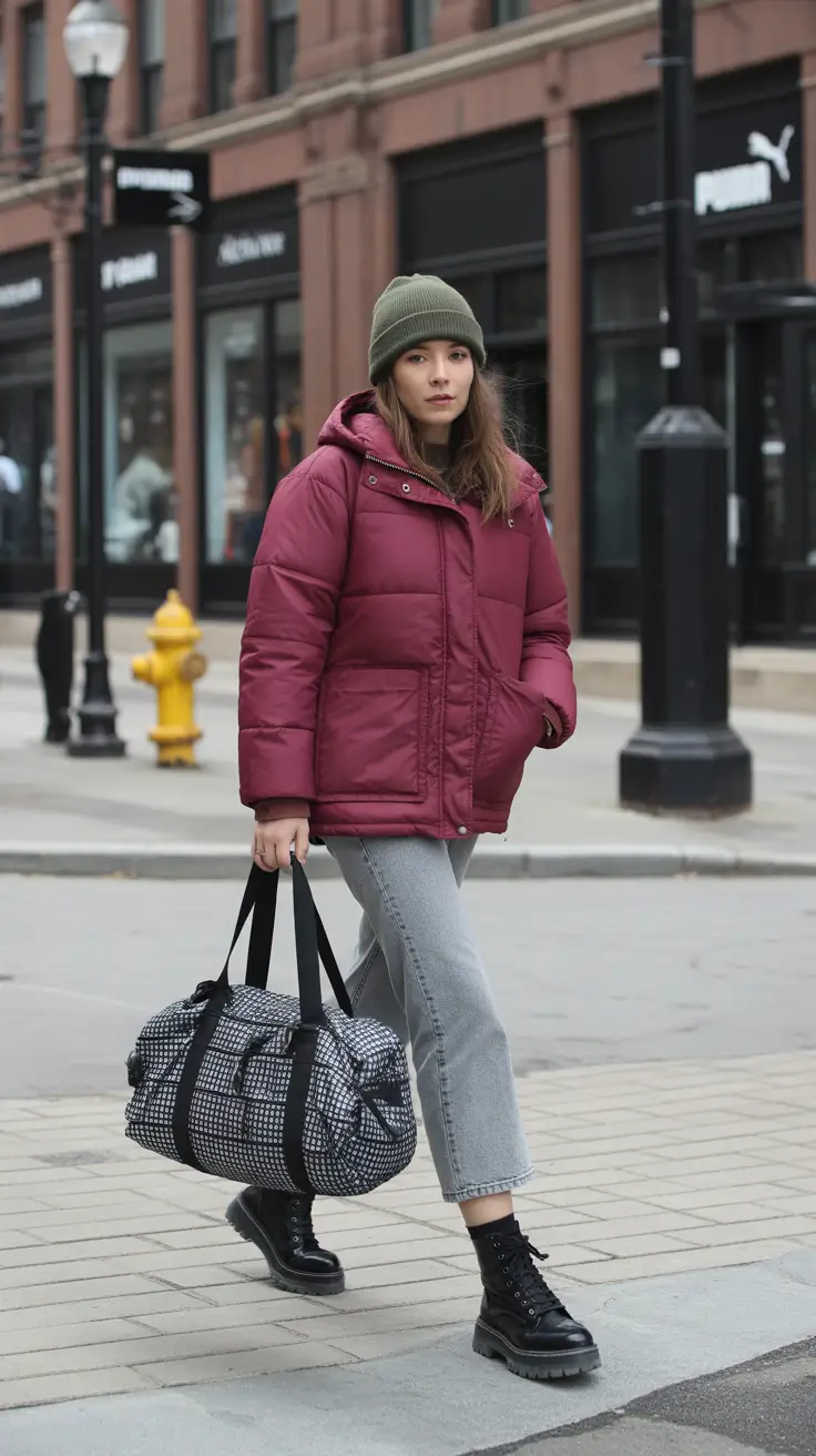 cozy winter outfits 2025 - 2026 style guide Puffer Power in Streetwear