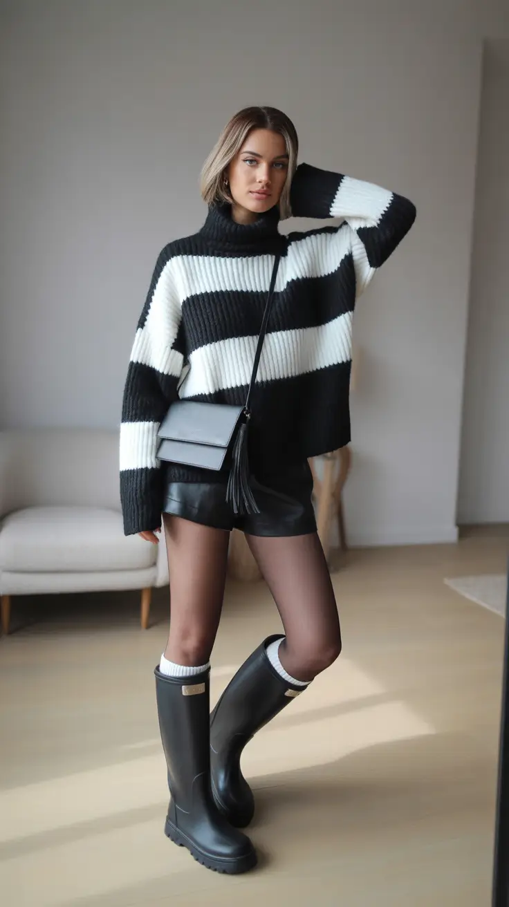 cute winter outfits 2025 2026 Monochrome Edge