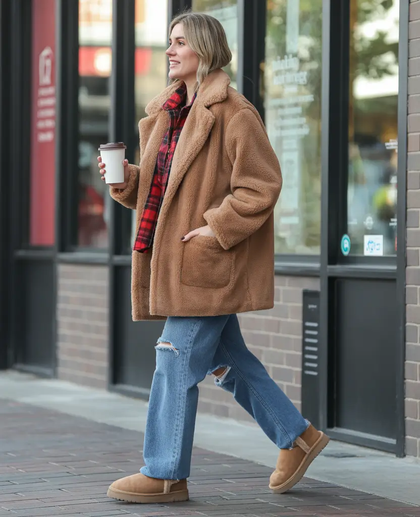 cute winter outfits 2025 2026 Teddy Coat Comfort