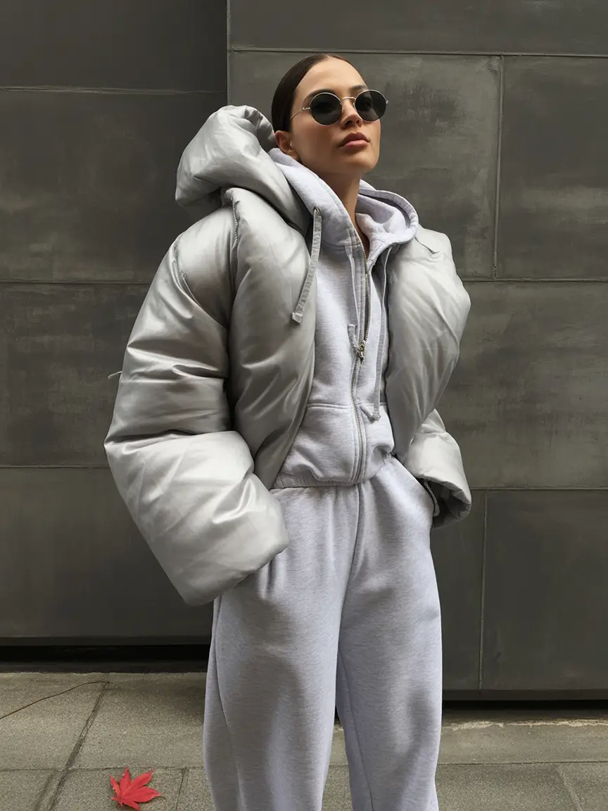 cute winter outfits 2025 2026 Futuristic Silver Layers