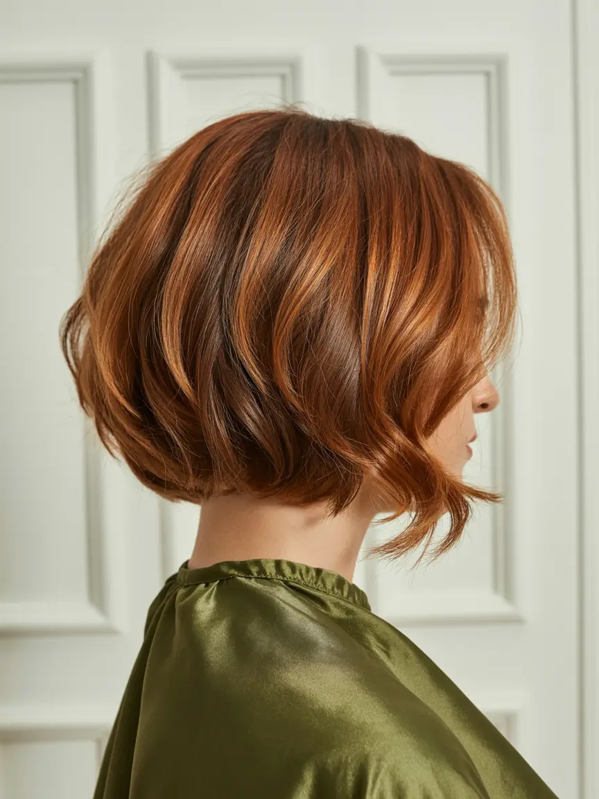deep winter hair colors inspiration 2025 2026 Copper-Toned Wavy Bob
