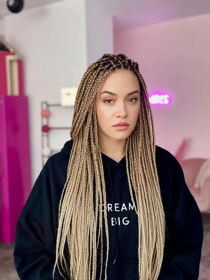 deep winter hair colors inspiration 2025 2026 Bold Blonde Braids with Dimension