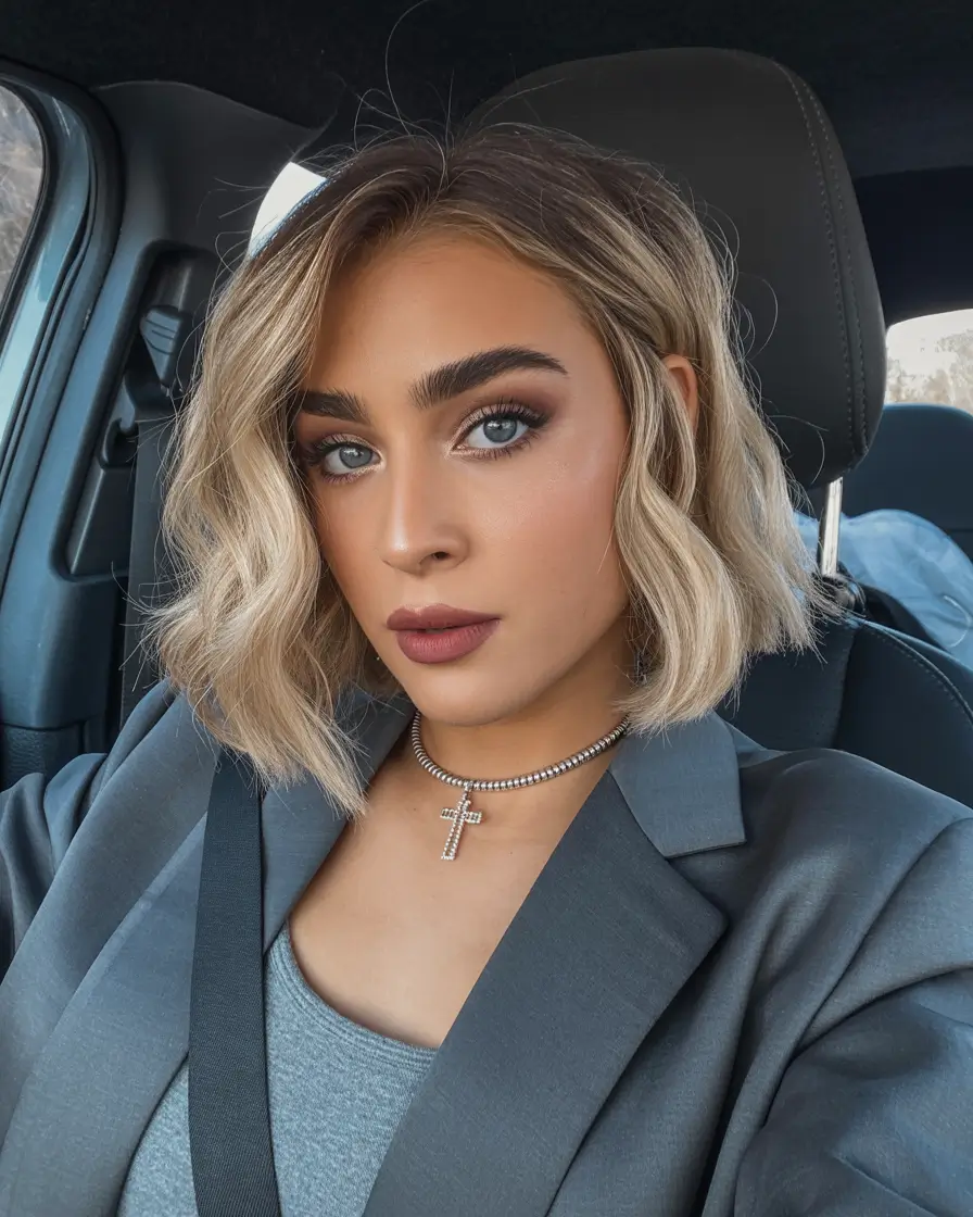 deep winter hair colors inspiration 2025 2026 Chic Blonde Balayage with Contrasting Roots