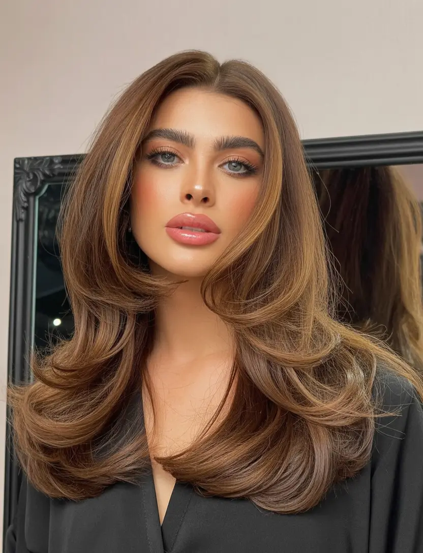 deep winter hair colors inspiration 2025 2026 Chestnut Brown with Subtle Layers