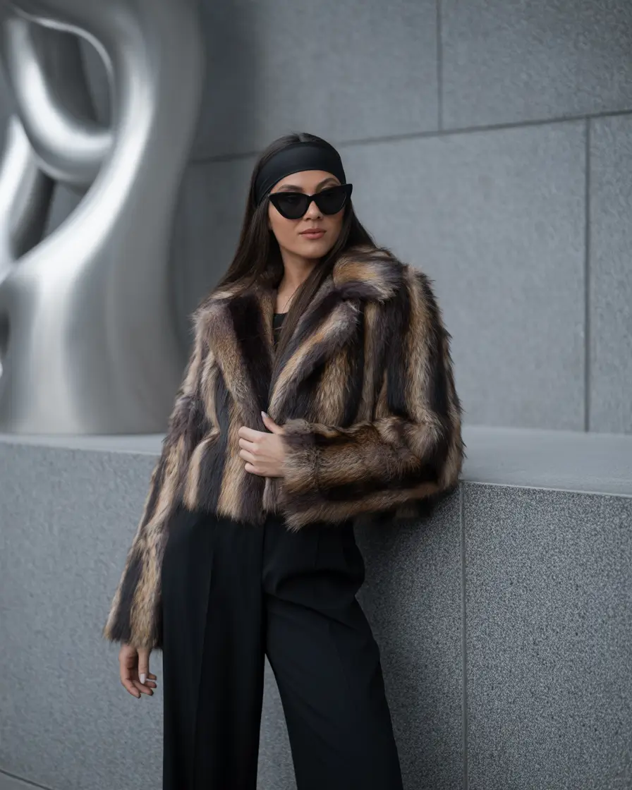 Elegant classy outfit Fur Luxe with a Retro Spin