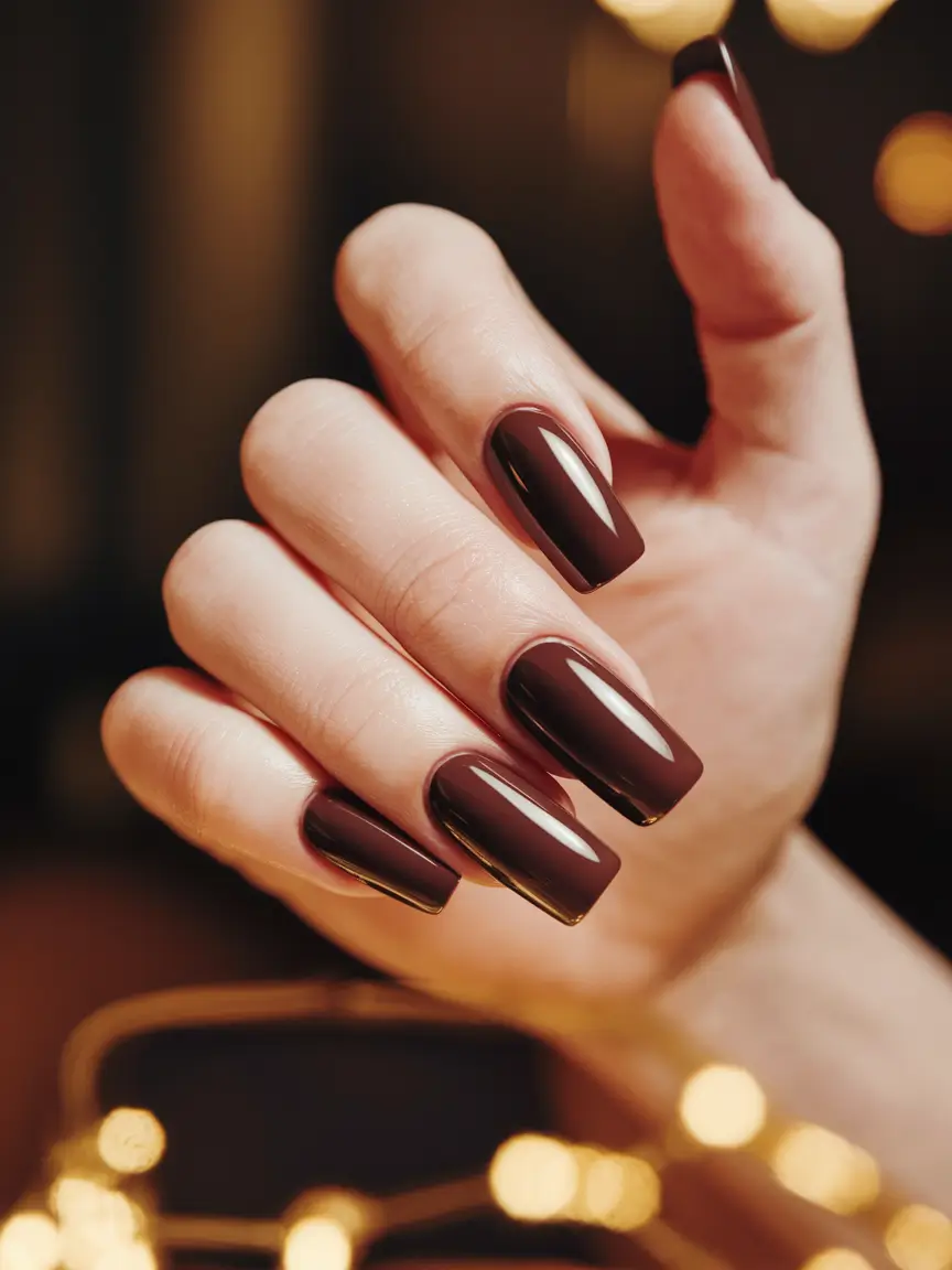 fall colors for nails 2025 Classic Chocolate Brown
