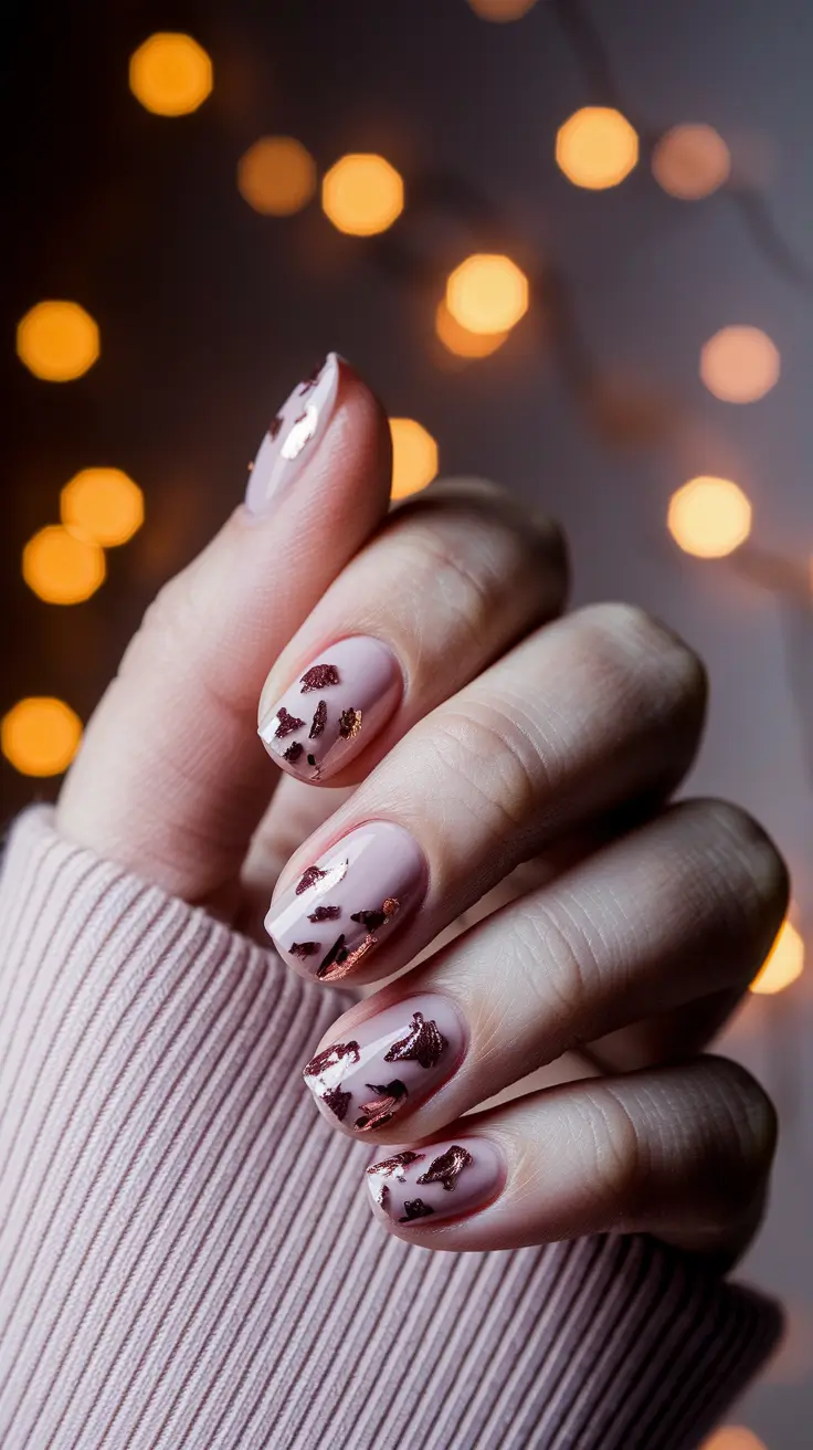 fall colors for nails 2025 Romantic Sparkle on a Blush Base