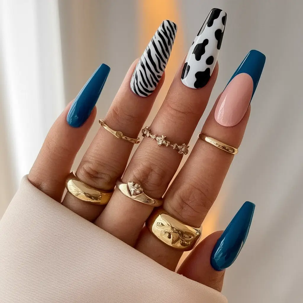 fall inspo nails 2025 Eclectic Safari Mix