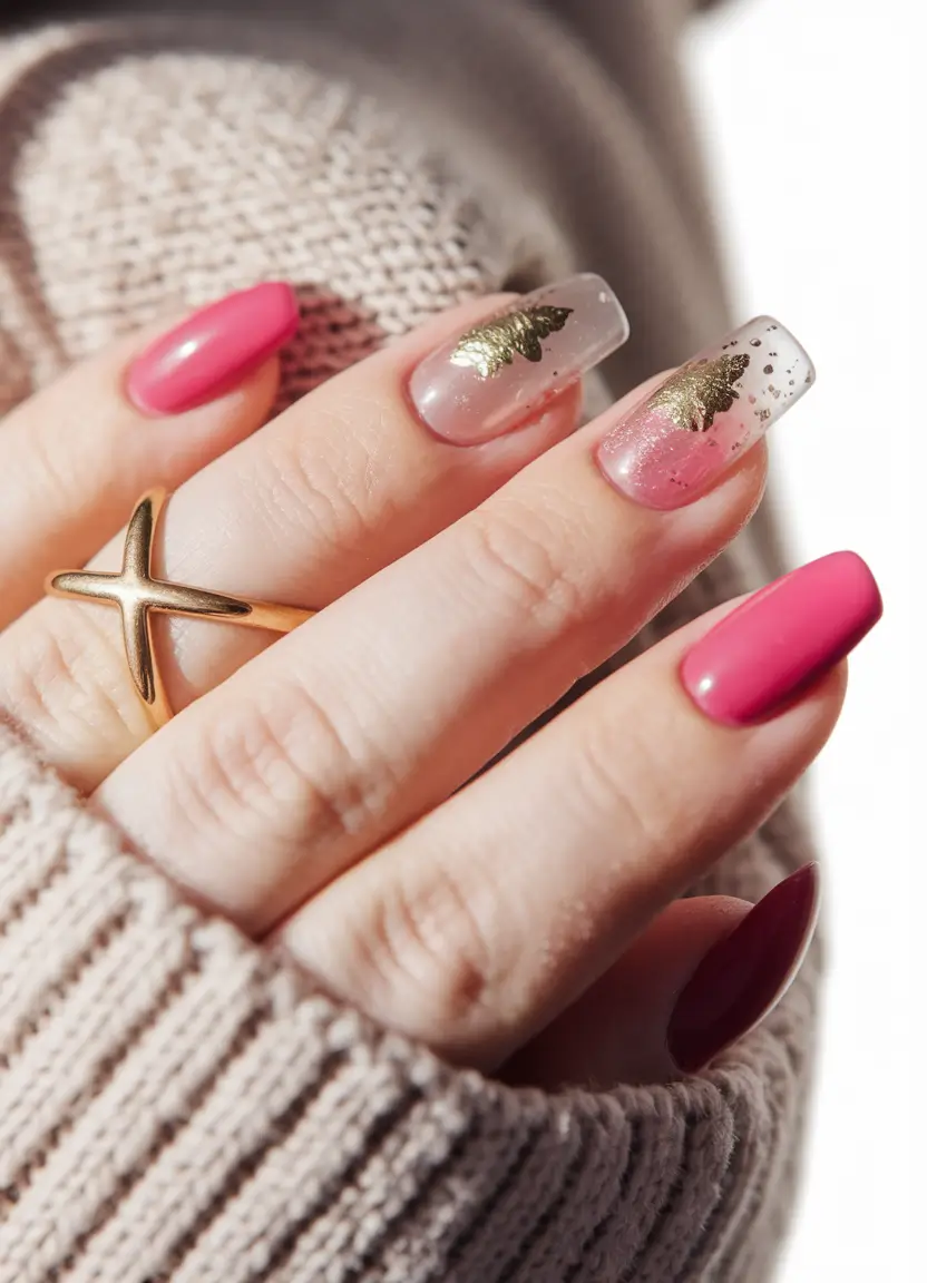 fall inspo nails 2025 Golden Pine Glam