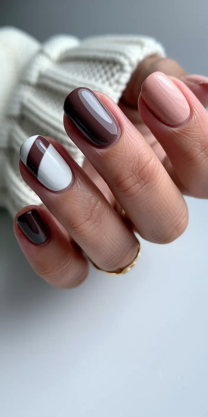 fall inspo nails 2025 Modern Espresso French