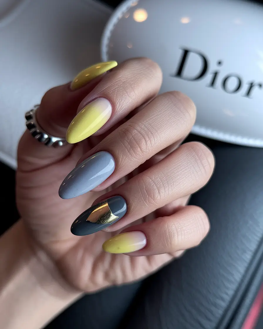 fall inspo nails 2025 Golden Twilight Contrast