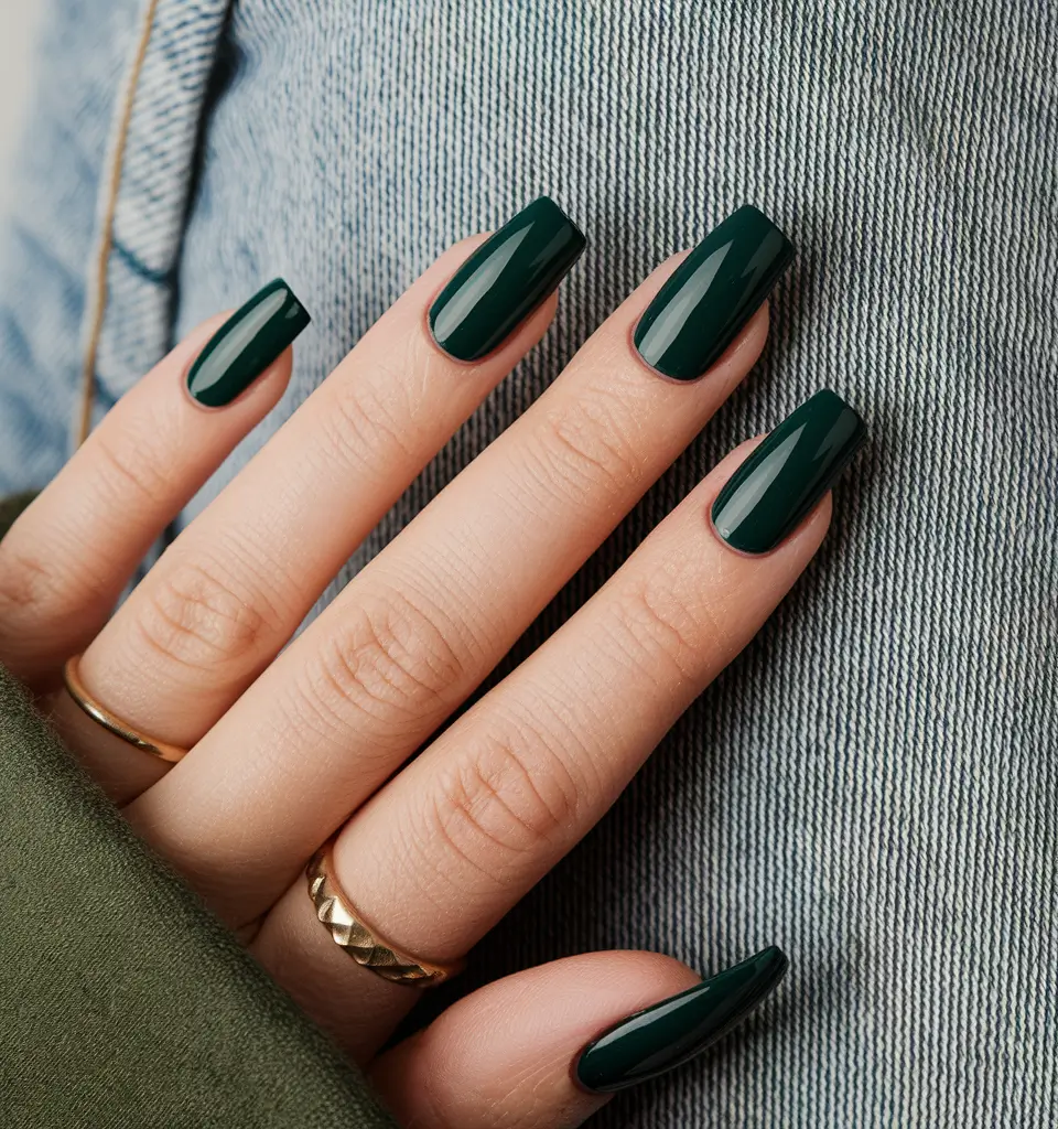 fall inspo nails 2025 Deep Forest Luxe