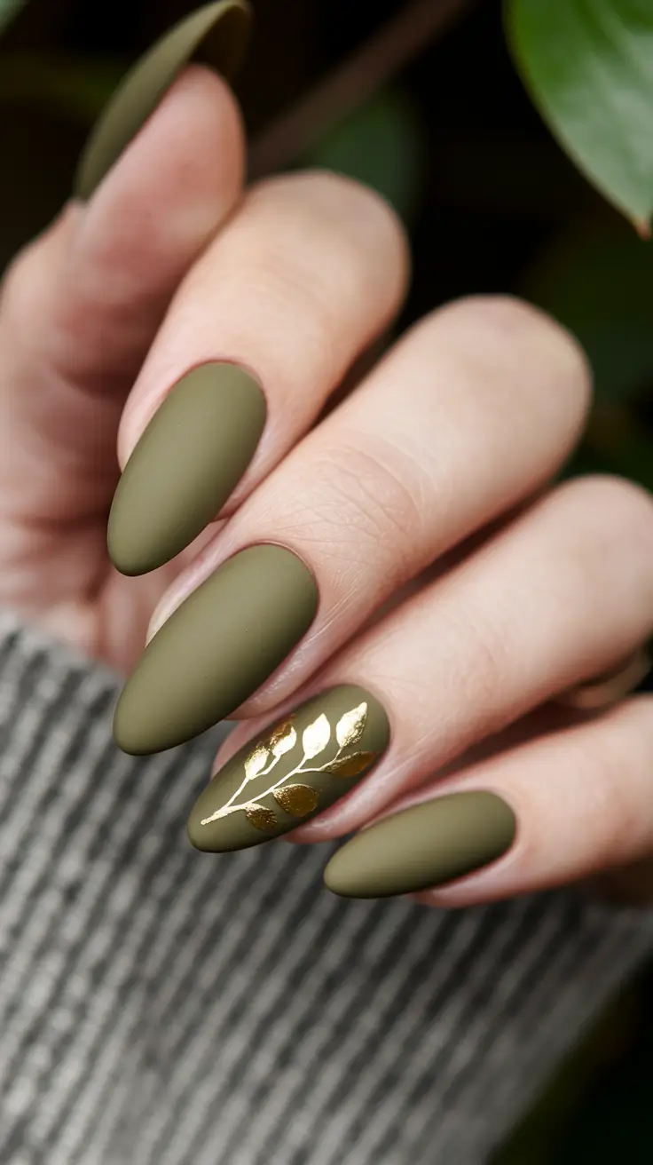 fall matte nails 2025 Olive Elegance