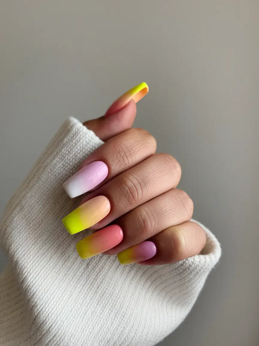 fall ombre nails 2025 Sunset Spectrum Ombre