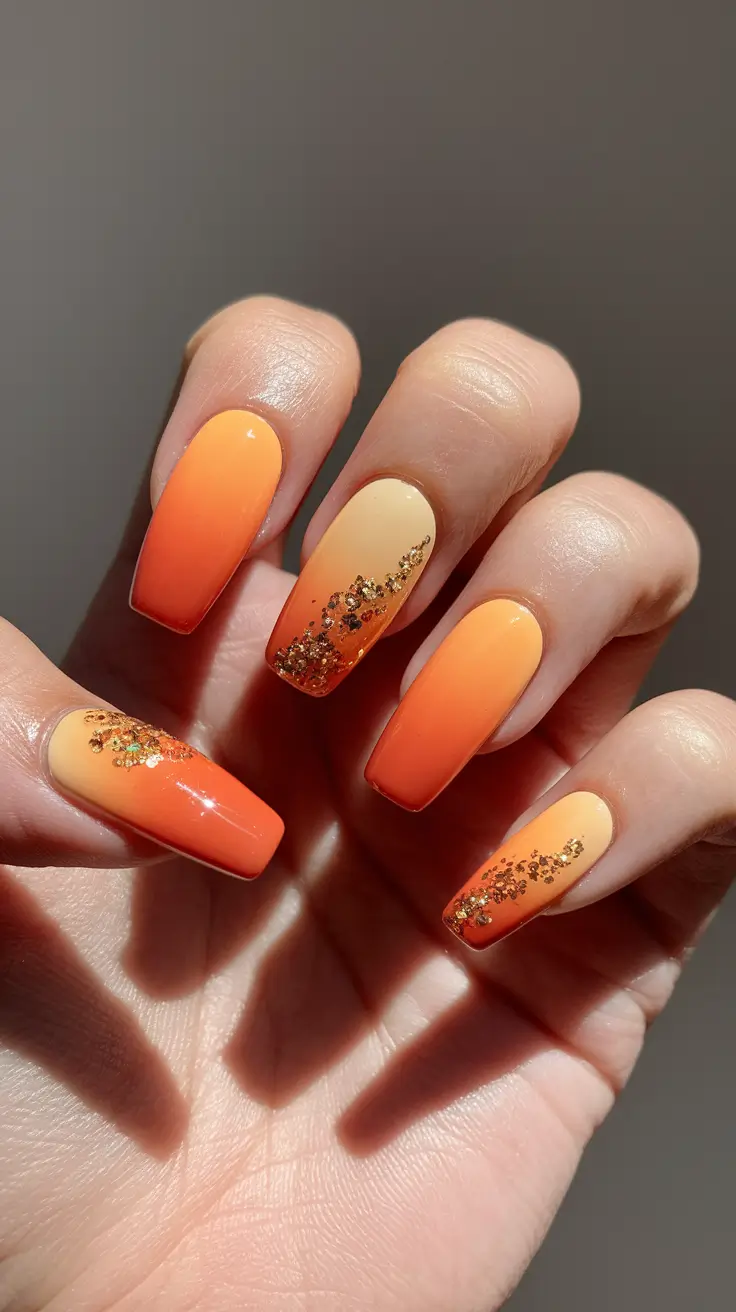 fall ombre nails 2025 Golden Ember Ombre