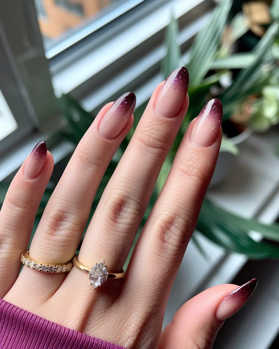 fall ombre nails 2025 Plum Stardust Ombre