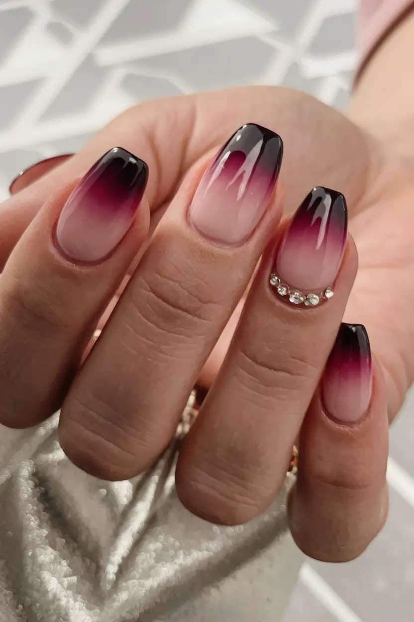 fall ombre nails 2025 Berry Noir Glam