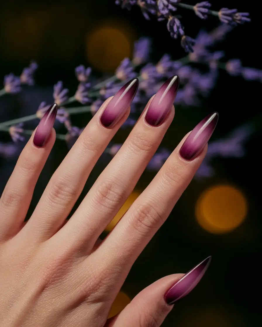 fall ombre nails 2025 Velvet Plum Ombre