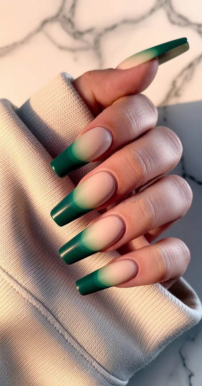 fall ombre nails 2025 Evergreen Fade