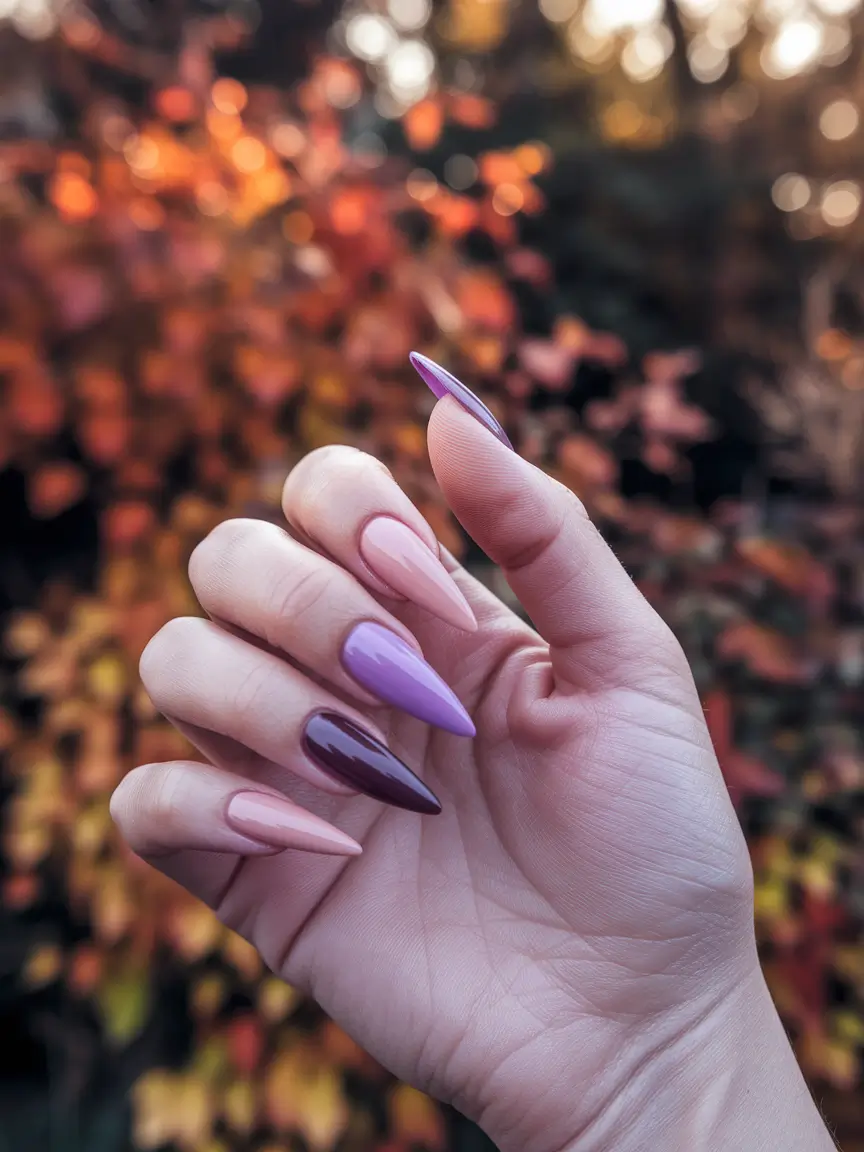fall ombre nails 2025 Mulberry Wine Fade
