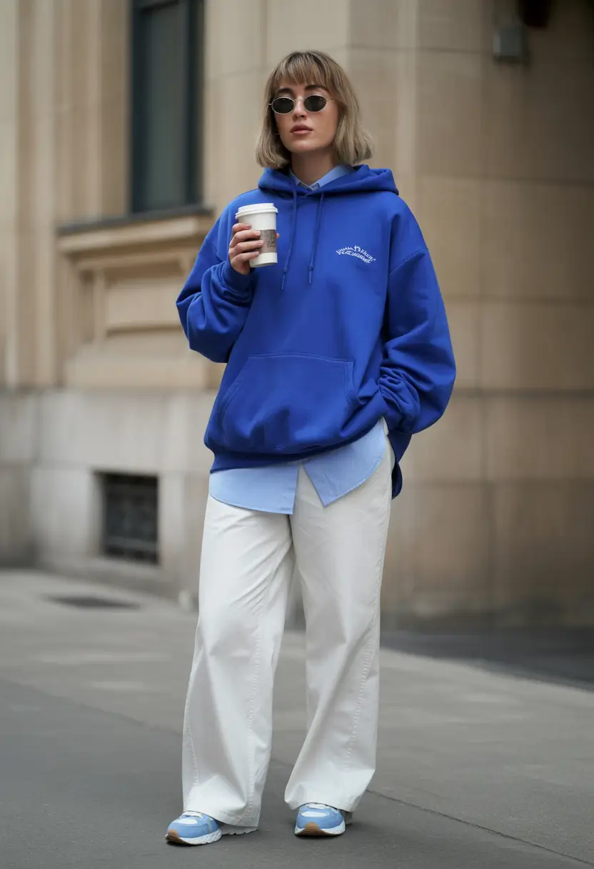 fall winter outfits casual Blue Hoodie Street Style