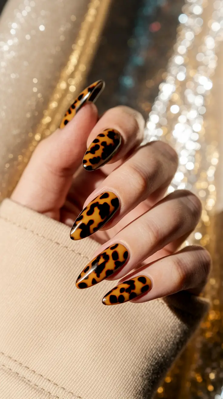 Fall Tortoiseshell Nails Golden Almond Classic