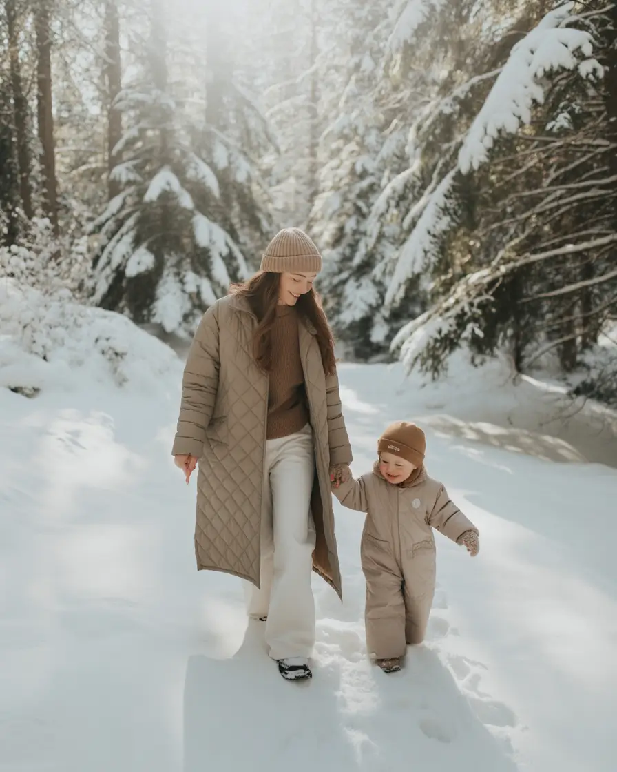 Family photo outfits winter 2025-2026 Monochrome Beige Adventure