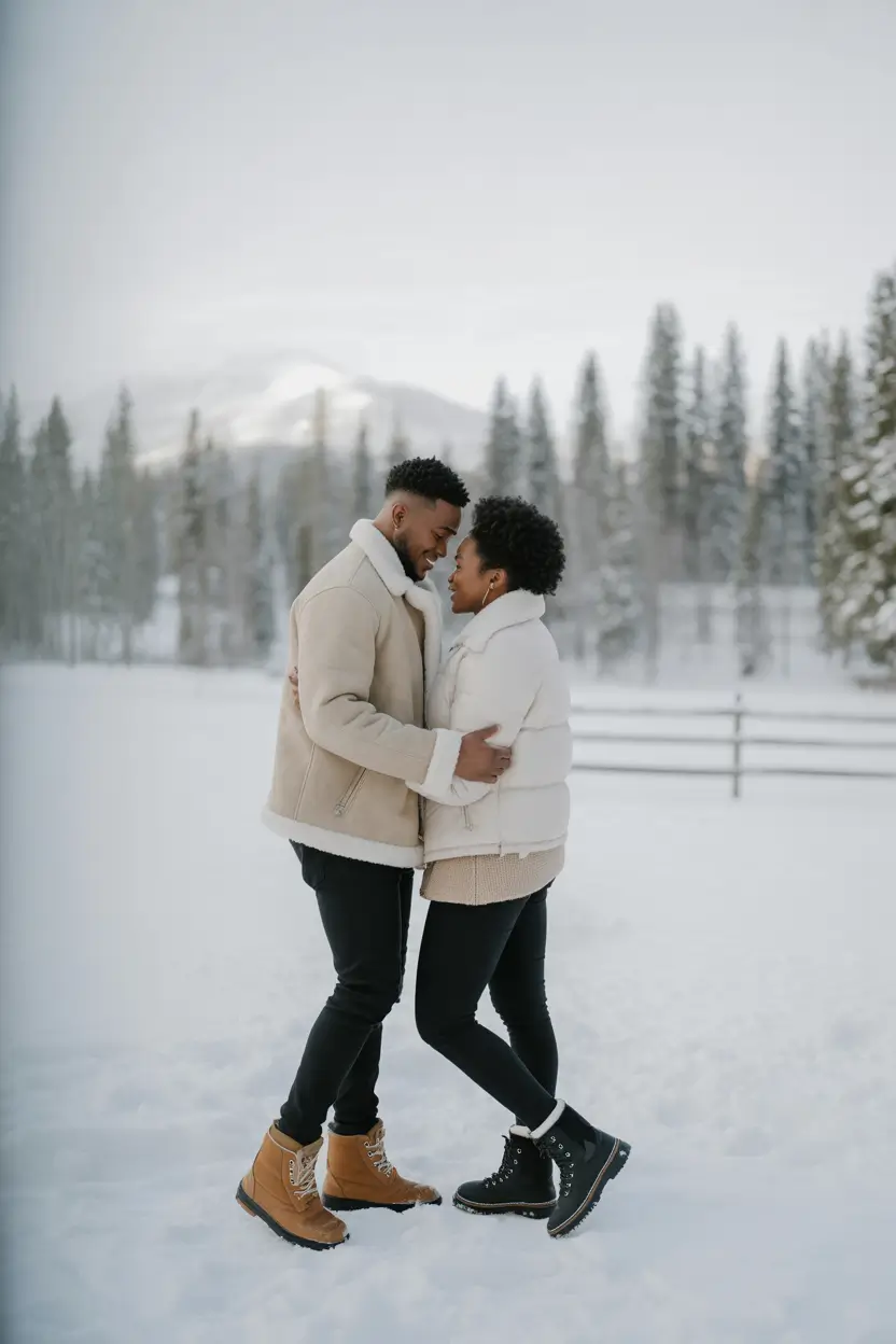 Family photo outfits winter 2025-2026 Cozy Layers in the Snow