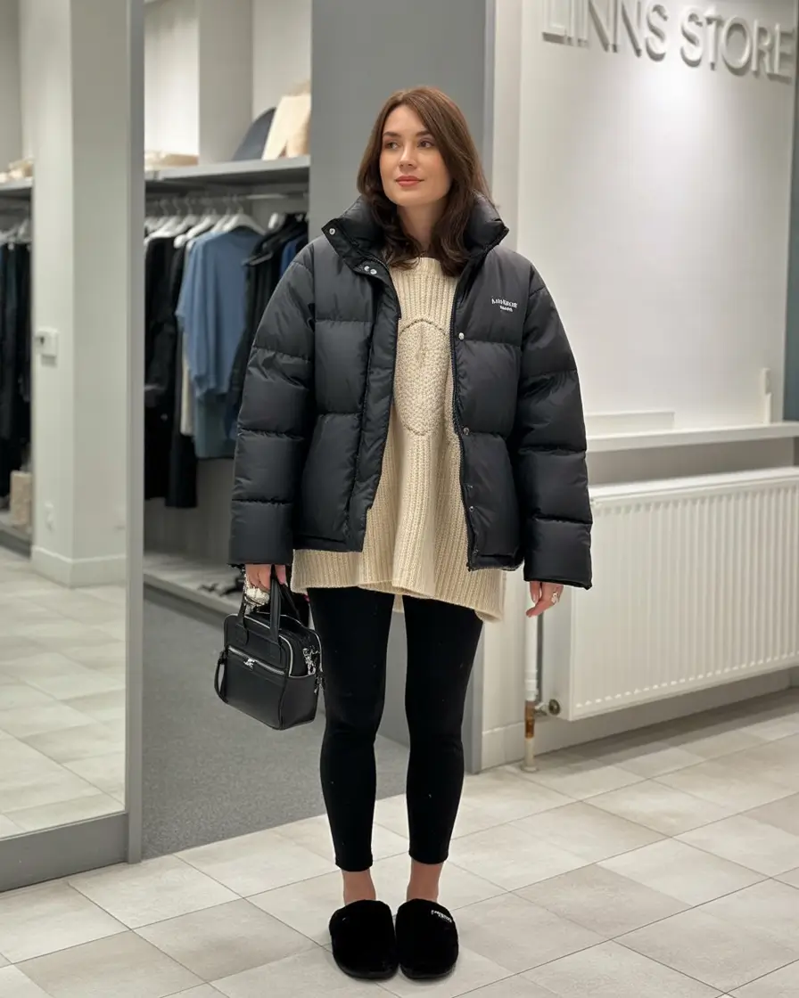 winter capsule wardrobe Cozy Oversize Knit with Puffer