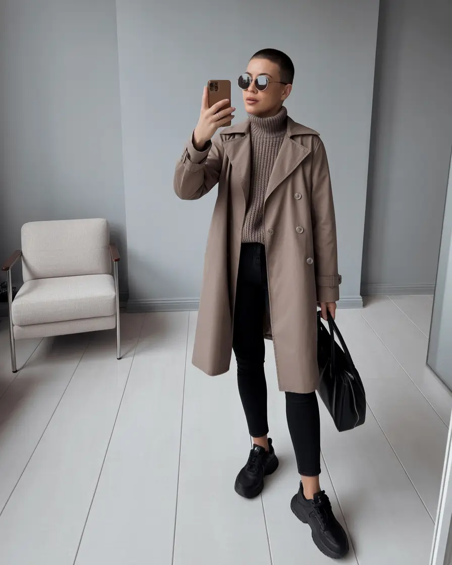 winter capsule wardrobe Minimalist Chic in Taupe and Black