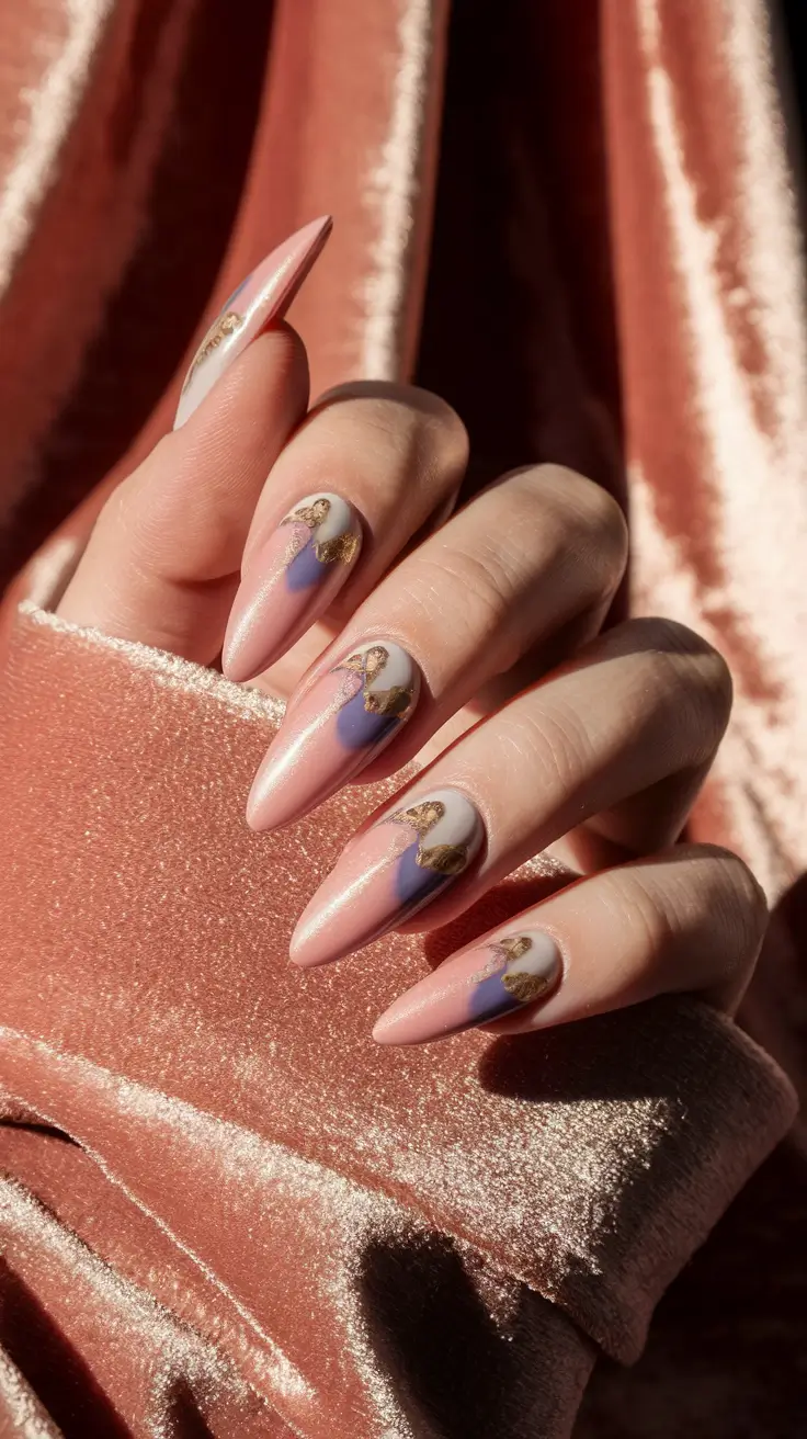 gold fall nails 2025 Blended Elegance