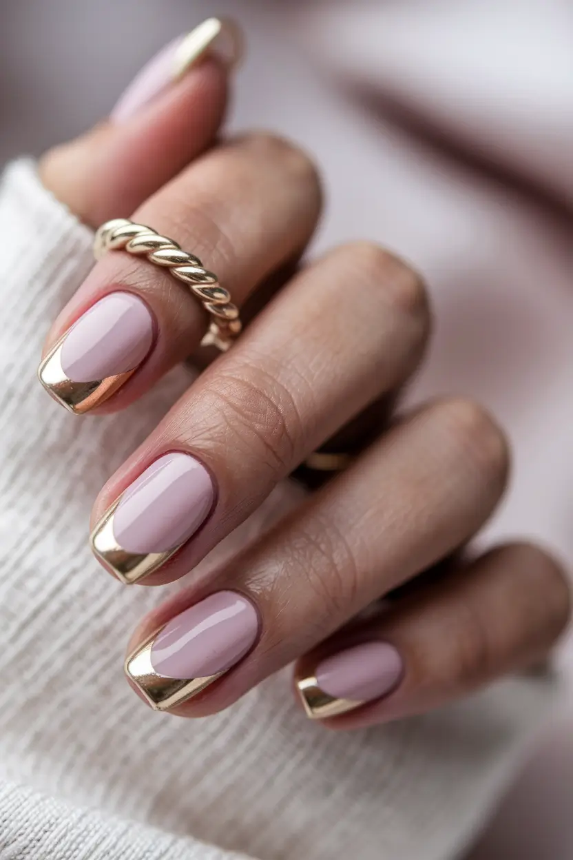 gold fall nails 2025 Golden French Twist