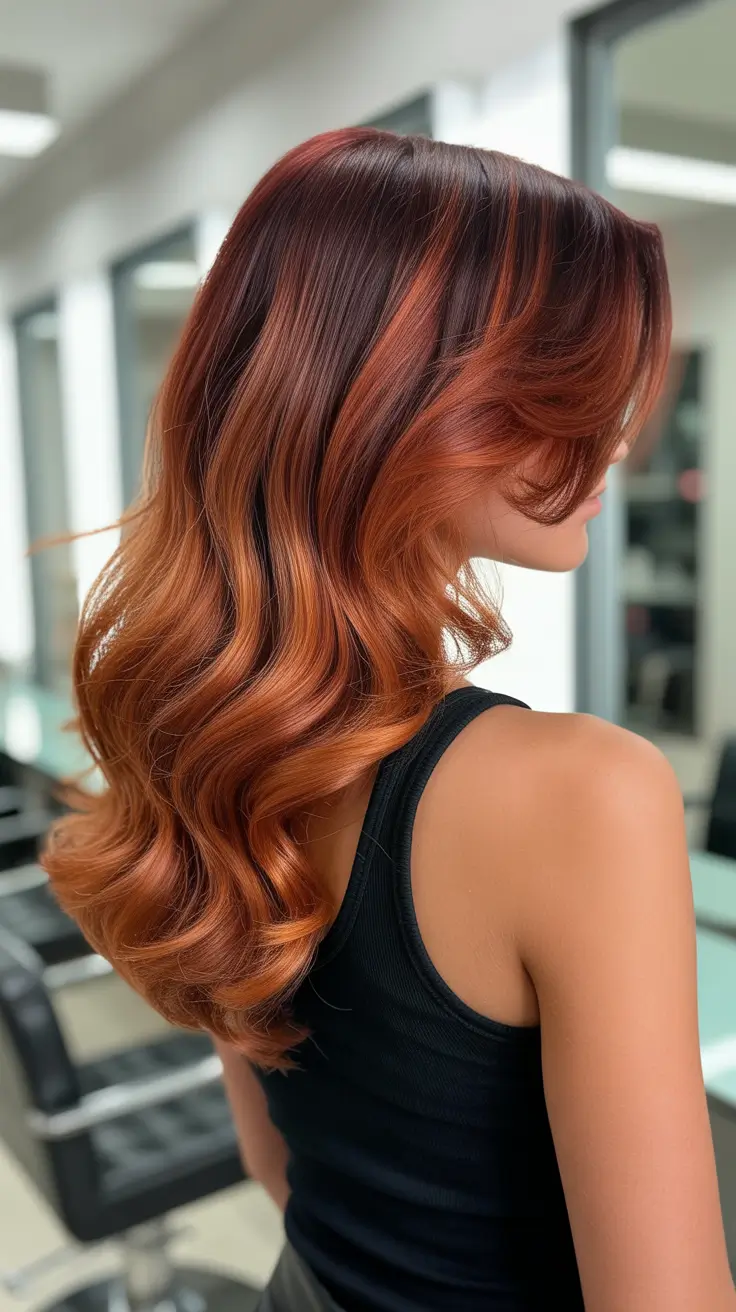 hair-color-ideas-for-brunettes-for-winter-red-dark-auburn-highlights-Auburn-Balayage-Drama