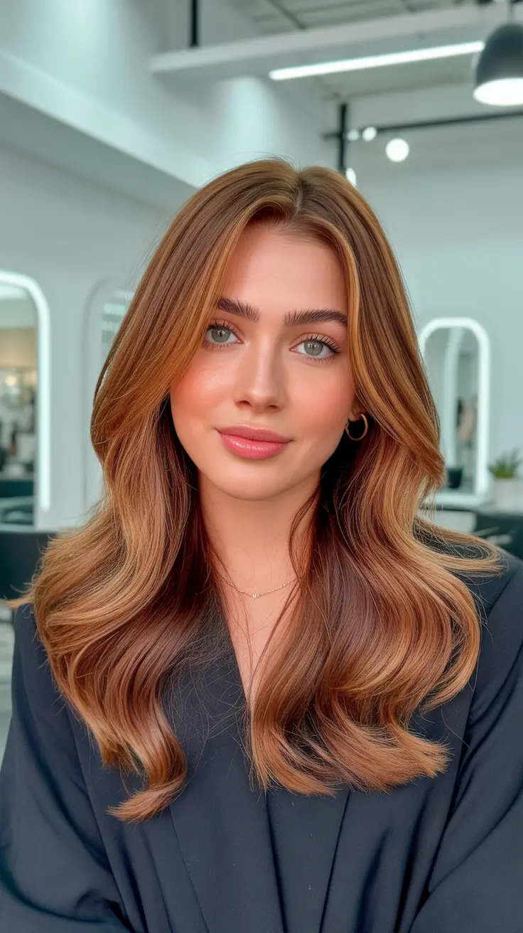 hair-color-ideas-for-brunettes-for-winter-red-dark-auburn-highlights-Golden-Auburn-Layers