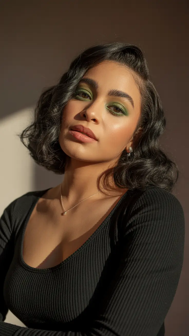 winter hair colors for dark skin Glossy Midnight Bob