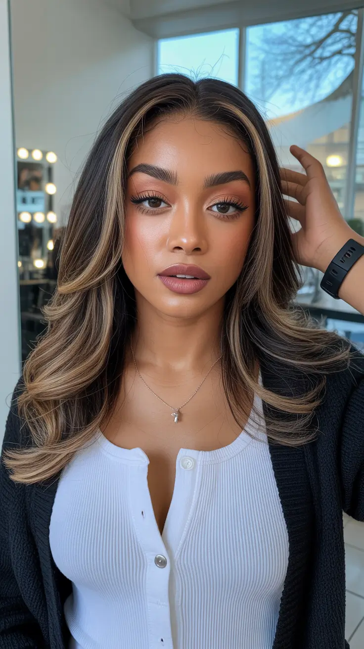 hair color for dark winter skin tone Face-Framing Blonde Highlights