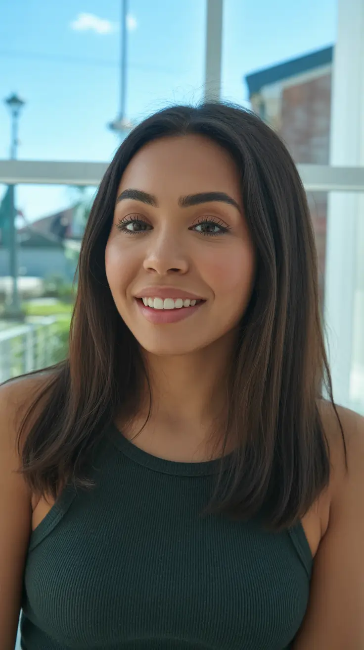 winter hair color on dark skin Natural Brunette with Subtle Shine