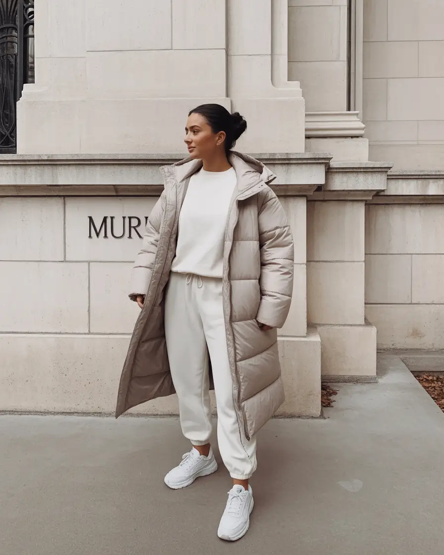 winter outfits inspiration aesthetic Monochrome Sporty Elegance