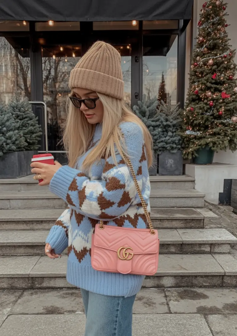 winter outfits inspiration aesthetic Retro Knit Joy