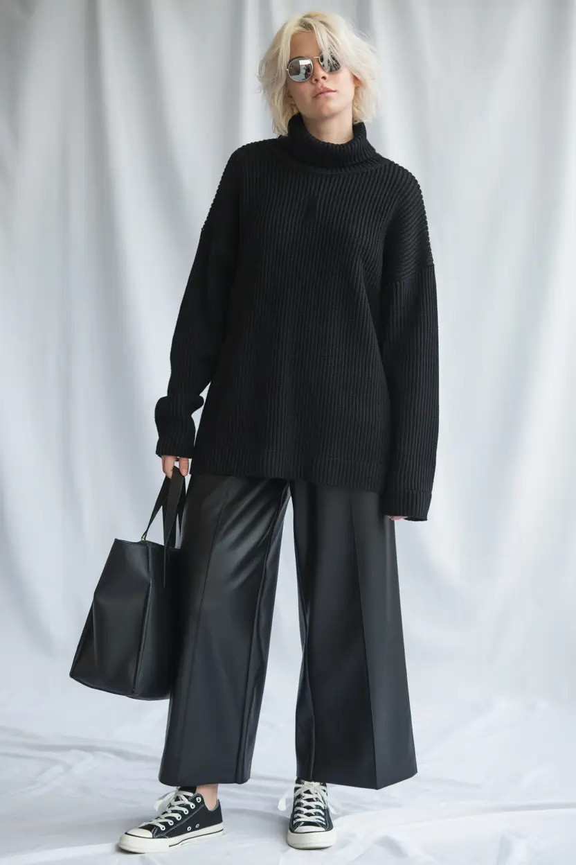 winter outfits inspiration aesthetic All-Black Minimalism