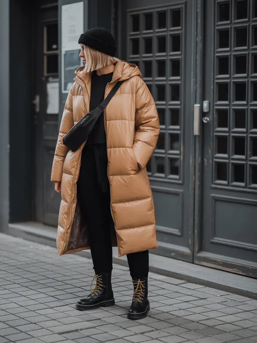 winter outfits inspiration aesthetic Warm Neutrals Puffer